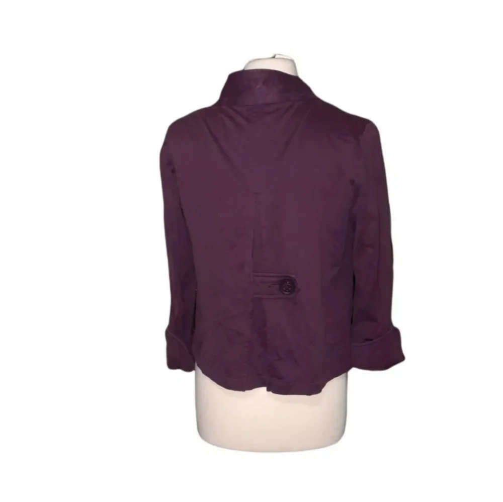 Cabi M Purple Button Front Jacket Collared 100% Cotton coat Blazer Peacoat top - Picture 3 of 4
